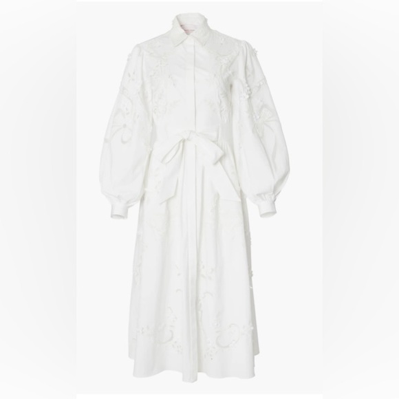 Carolina Herrera NWT Embroidered Balloon Sleeve Shirtdress - Picture 2 of 7